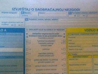 Evropski izvještaj o nezgodi ipak obavezan, kazne do 200 EUR Evropski izvještaj o nezgodi ipak obavezan, kazne do 200 EUR