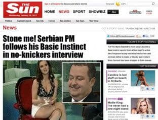 Britanski mediji: Dačić nije odolio da baci pogled na voditeljkino međunožje Britanski mediji: Dačić nije odolio da baci pogled na voditeljkino međunožje