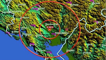 Epicentar večerašnjeg zemljotresa između Podgorice i Danilovgrada Epicentar večerašnjeg zemljotresa između Podgorice i Danilovgrada