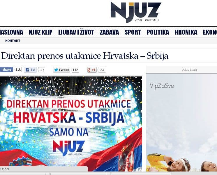 Kako je njuz.net direktno prenosio meč Hrvatska – Srbija Kako je njuz.net direktno prenosio meč Hrvatska – Srbija