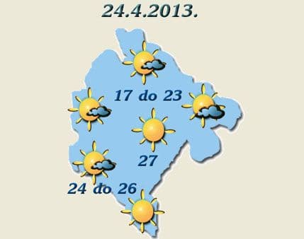 Danas pretežno sunčano, temperatura do 27 stepeni Danas pretežno sunčano, temperatura do 27 stepeni