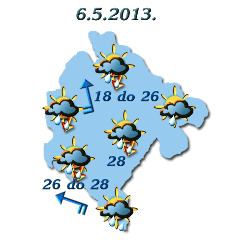 Sjutra umjereno oblačno, do 28 stepeni Sjutra umjereno oblačno, do 28 stepeni