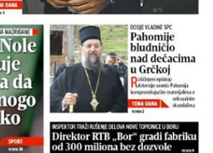 Blic: Pahomije vođa "homoseksualnog lobija" SPC-a Blic: Pahomije vođa "homoseksualnog lobija" SPC-a