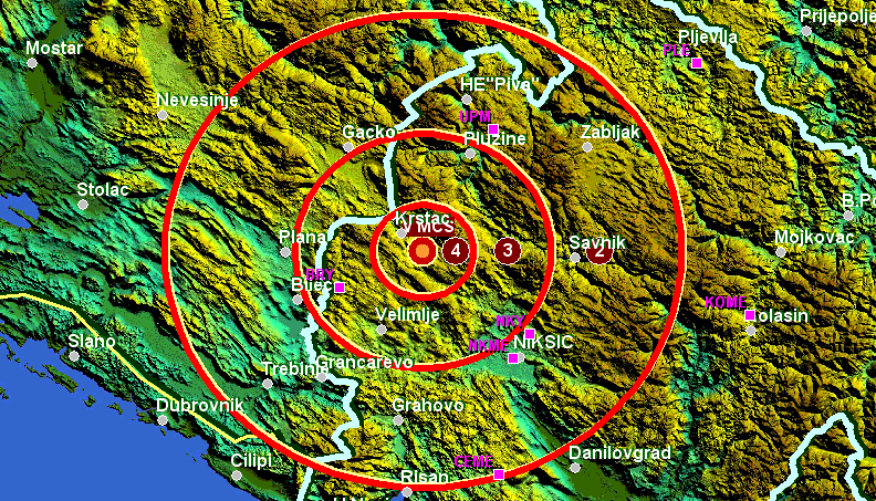 Slabiji zemljotres na granici Crne Gore i BiH Slabiji zemljotres na granici Crne Gore i BiH