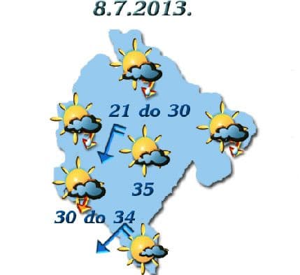 ZHMSCG: Popodnevni pljuskovi mogući do petka ZHMSCG: Popodnevni pljuskovi mogući do petka