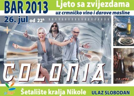 Ljeto sa zvijezdama: Nastup grupe Colonia u Baru Ljeto sa zvijezdama: Nastup grupe Colonia u Baru