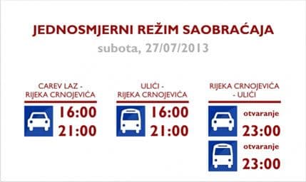 Izmjena režima saobraćaja ka Rijeci Crnojevića 27. jula Izmjena režima saobraćaja ka Rijeci Crnojevića 27. jula