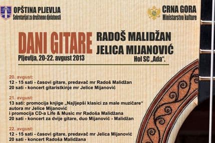 Malidžan i Mijanović priređuju Dane gitare u Pljevljima Malidžan i Mijanović priređuju Dane gitare u Pljevljima