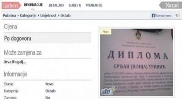 Banjalučanin prodaje diplomu, moguća zamjena za drva i ugalj Banjalučanin prodaje diplomu, moguća zamjena za drva i ugalj