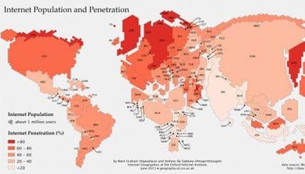Kako izgleda mapa svijeta prema broju internet korisnika? Kako izgleda mapa svijeta prema broju internet korisnika?