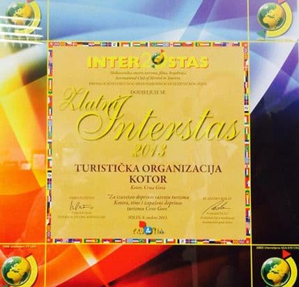 Zlatni Interstas 2013 za Turističku organizaciju Kotor Zlatni Interstas 2013 za Turističku organizaciju Kotor