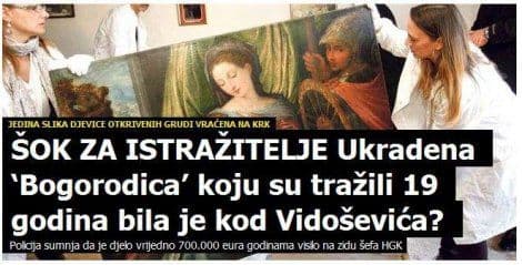 Nakon dvije decenije pronađena ukradena „Bogorodica“ Nakon dvije decenije pronađena ukradena „Bogorodica“