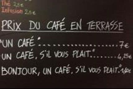 Kafu od sedam eura naplaćuje 1.40 ako kažete dobar dan i molim Kafu od sedam eura naplaćuje 1.40 ako kažete dobar dan i molim