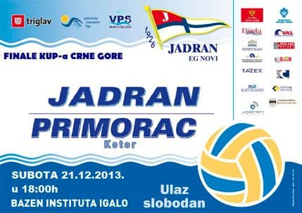 KUP CG: Jadran protiv Primorca u subotu KUP CG: Jadran protiv Primorca u subotu