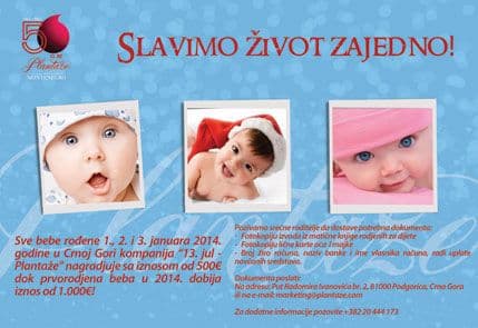 Plantaže organizuju akciju „Slavimo život zajedno“ kojom nagrađuju novorođene bebe Plantaže organizuju akciju „Slavimo život zajedno“ kojom nagrađuju novorođene bebe