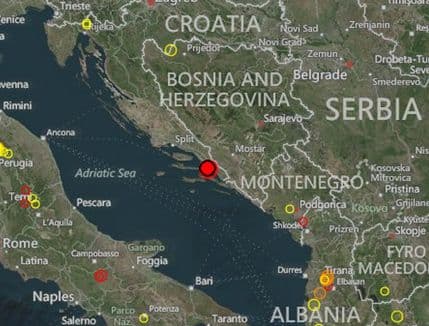Snažan zemljotres na jugu Hrvatske  Snažan zemljotres na jugu Hrvatske