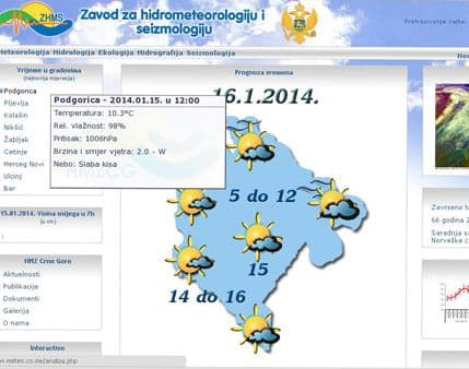 U Podgorici i Pljevljima u podne izmjerena ista temperatura 10,3 stepeni U Podgorici i Pljevljima u podne izmjerena ista temperatura 10,3 stepeni