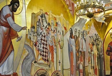 Ktitorska Amfilohijeva freska na podgoričkom hramu Ktitorska Amfilohijeva freska na podgoričkom hramu