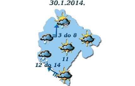 ZHMSCG: Popodne moguć prestanak padavina ZHMSCG: Popodne moguć prestanak padavina
