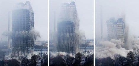 FOTO: Sravnjen 116 metara visok soliter u Frankfurtu FOTO: Sravnjen 116 metara visok soliter u Frankfurtu