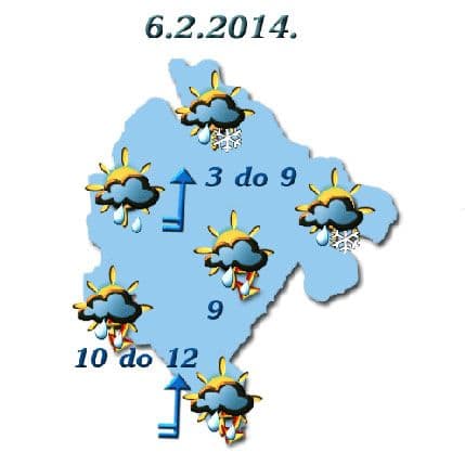 Sjutra padavine, popodne razvedravanje Sjutra padavine, popodne razvedravanje