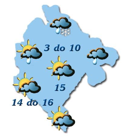 Sjutra oblačno, moguća slaba kiša Sjutra oblačno, moguća slaba kiša