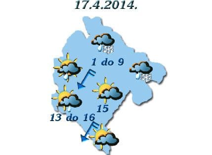 ZHMSCG: I sjutra moguće padavine ZHMSCG: I sjutra moguće padavine