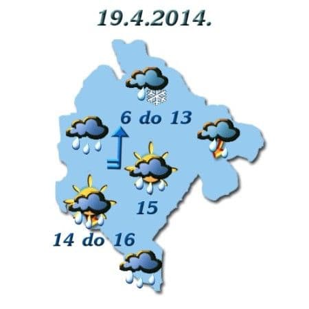 ZHMSCG: Sjutra oblačno, povremeno kiša ZHMSCG: Sjutra oblačno, povremeno kiša