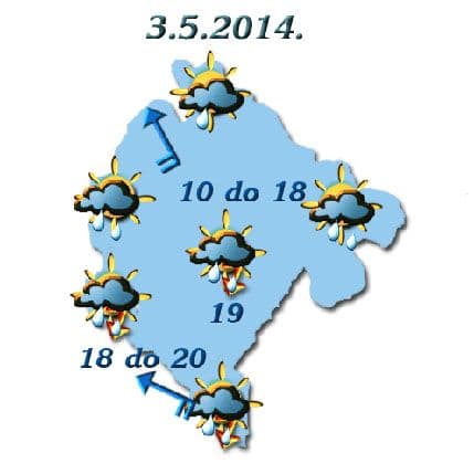 Sjutra kiša povremeno, do 20 stepeni Sjutra kiša povremeno, do 20 stepeni