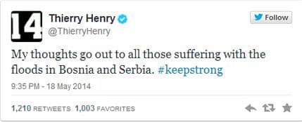 Tijeri Anri poručio Srbiji i Bosni: Mislima sam uz vas! Tijeri Anri poručio Srbiji i Bosni: Mislima sam uz vas!