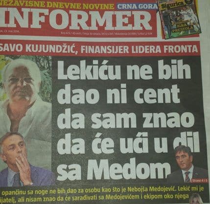 KUJUNDŽIĆ: Lekića ne bih finansirao da sam znao da će sa Medojevićem KUJUNDŽIĆ: Lekića ne bih finansirao da sam znao da će sa Medojevićem