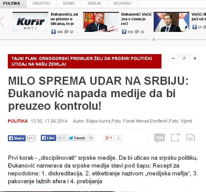 MEDIJSKO KUVANJE: Kurir otvorio front prema Crnoj Gori, stvarna meta – Vučić! MEDIJSKO KUVANJE: Kurir otvorio front prema Crnoj Gori, stvarna meta – Vučić!
