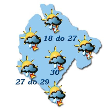 Sjutra kišovito, moguće kratrokrajne vremenske nepogode Sjutra kišovito, moguće kratrokrajne vremenske nepogode