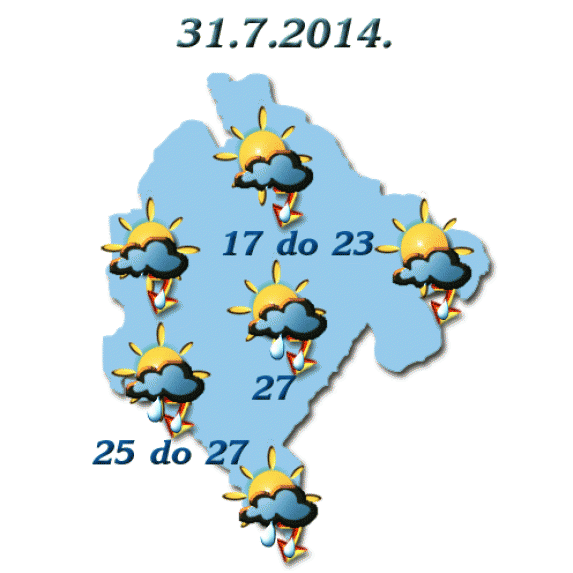 Danas oblačno i kišovito, temperatura do 27 stepeni Danas oblačno i kišovito, temperatura do 27 stepeni