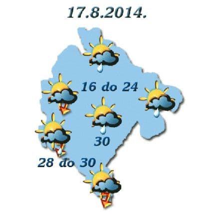 Sjutra promjenljivo oblačno, do 30 stepeni Sjutra promjenljivo oblačno, do 30 stepeni