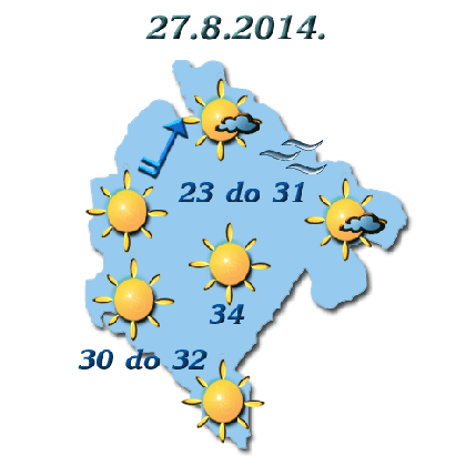 Sjutra pretežno sunčano, do 34 stepena Sjutra pretežno sunčano, do 34 stepena