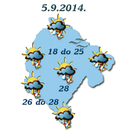 Sjutra oblačno sa kišom, temperatura do 28 stepeni Sjutra oblačno sa kišom, temperatura do 28 stepeni