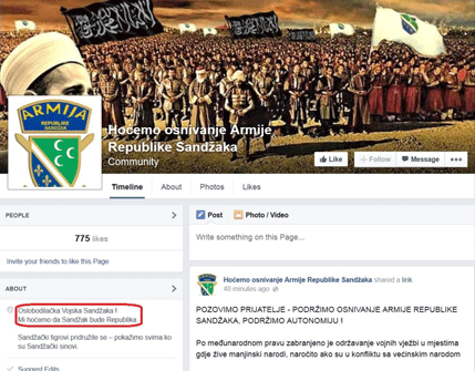 Poziv za osnivanje "Republike Sandžak" na Fejsbuku Poziv za osnivanje "Republike Sandžak" na Fejsbuku