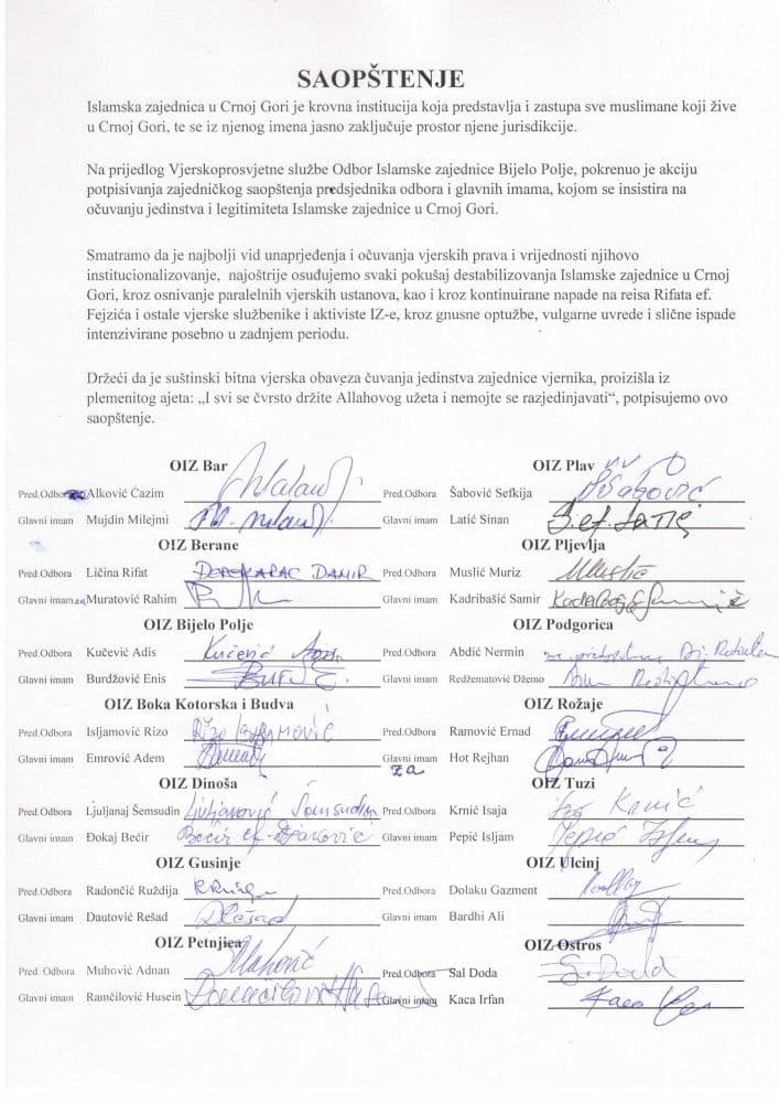 IZCG je krovna institucija muslimana u Crnoj Gori IZCG je krovna institucija muslimana u Crnoj Gori