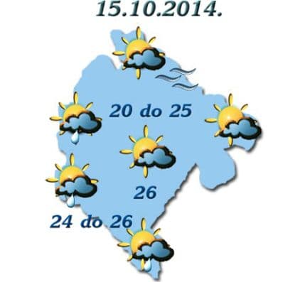 Sjutra promjenljivo oblačno, do 26 stepeni Sjutra promjenljivo oblačno, do 26 stepeni