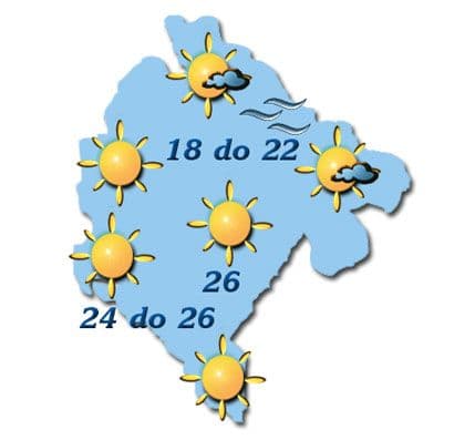 Sjutra pretežno sunčano, temperatura do 26 stepeni Sjutra pretežno sunčano, temperatura do 26 stepeni