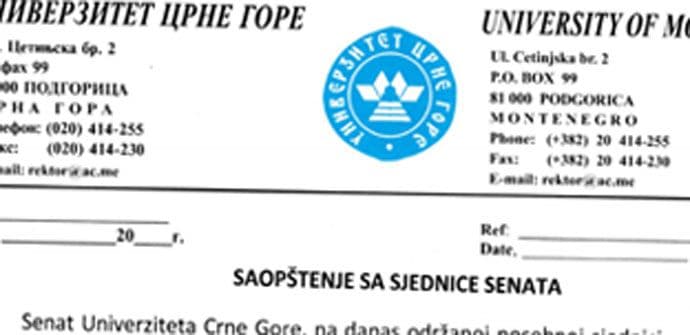 Senat UCG: Radović je kršio zakon, odluka rektorke i UO opravdana Senat UCG: Radović je kršio zakon, odluka rektorke i UO opravdana