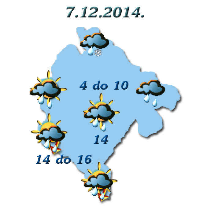 Danas kiša, tokom noći na sjeveru moguć snijeg Danas kiša, tokom noći na sjeveru moguć snijeg
