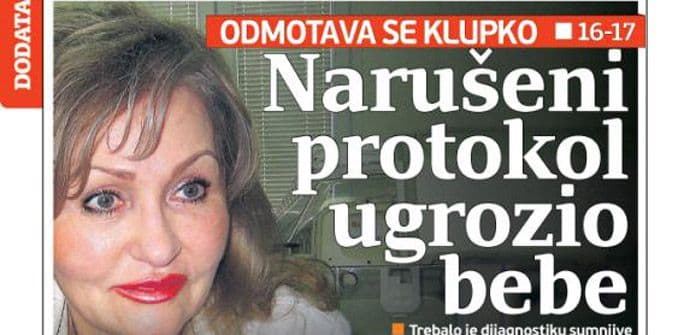 TAHIROVIĆ: Nijesam direktno odgovorna za slučaj infekcije beba TAHIROVIĆ: Nijesam direktno odgovorna za slučaj infekcije beba