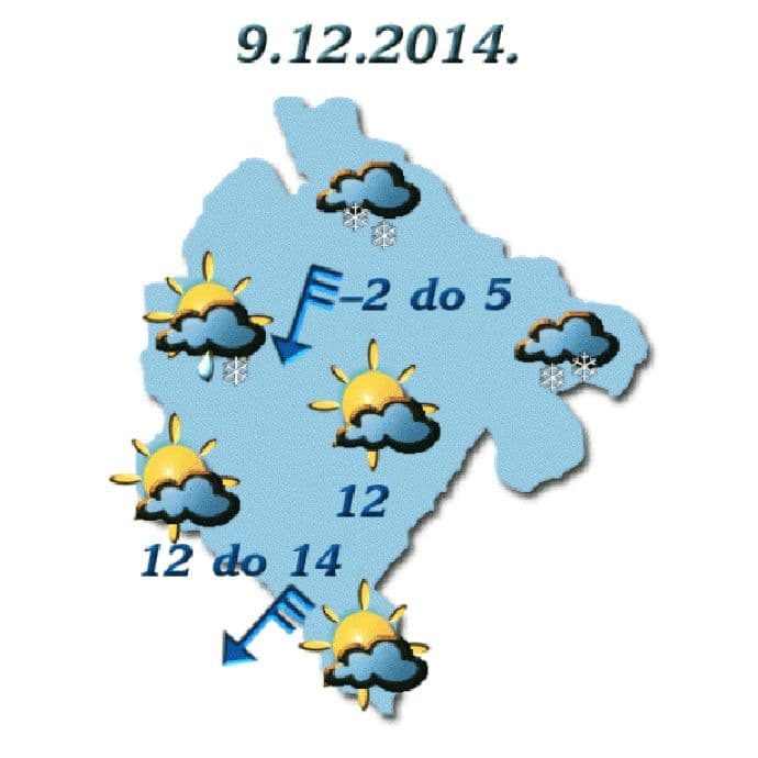 Sjutra promjenljivo oblačno, do 14 stepeni Sjutra promjenljivo oblačno, do 14 stepeni