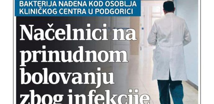 Zdravstveni radnici u KCCG na prinudnom bolovanju zbog infekcije Zdravstveni radnici u KCCG na prinudnom bolovanju zbog infekcije