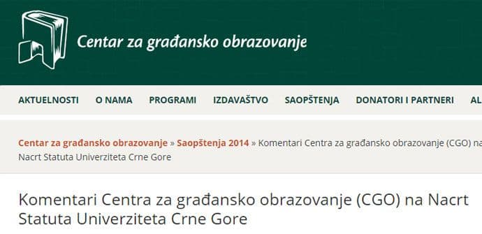 CGO: Rok od četiri dana za raspravu o Nacrtu Statuta UCG neprimjeren CGO: Rok od četiri dana za raspravu o Nacrtu Statuta UCG neprimjeren