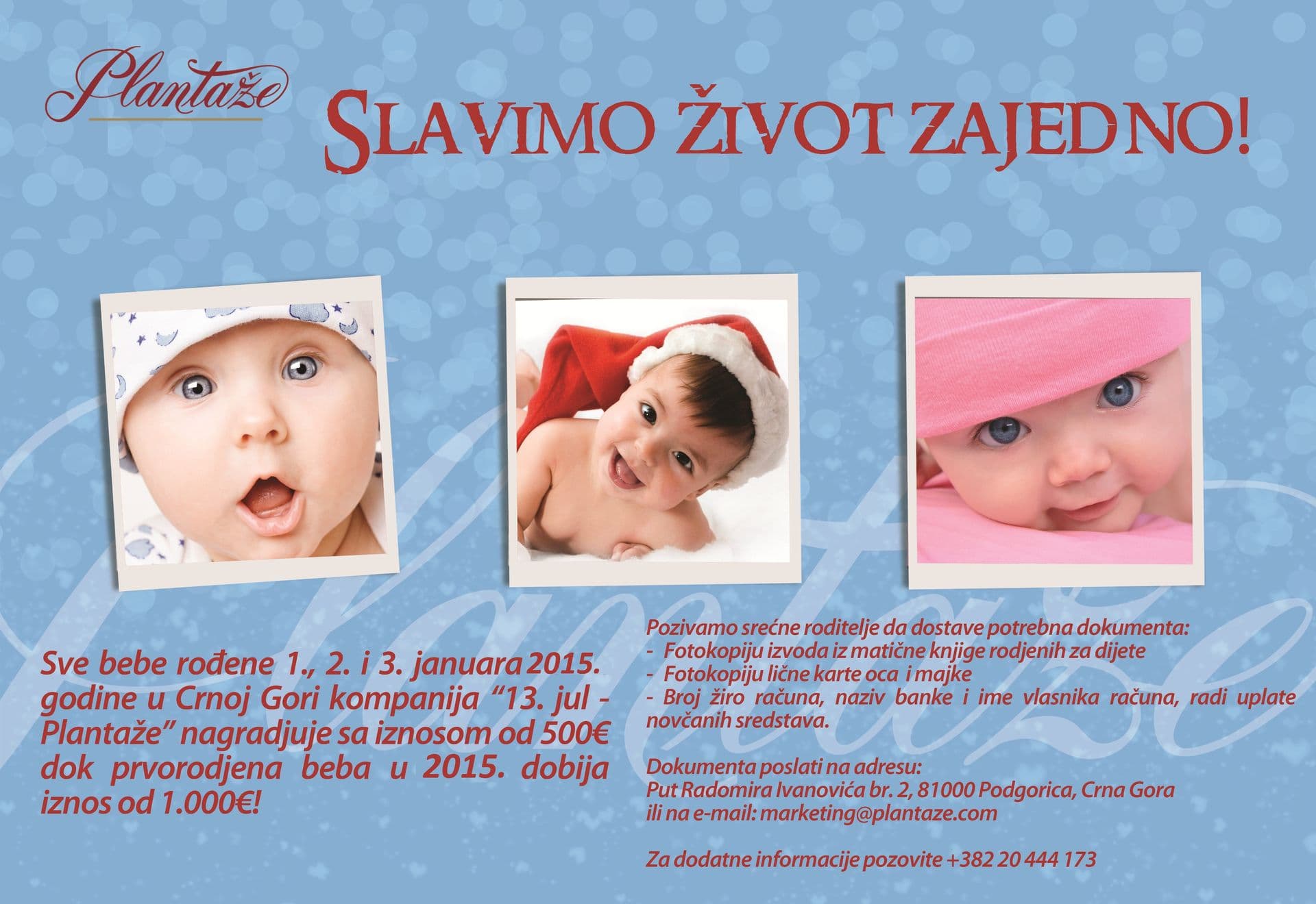 Plantaže nagradile bebe Plantaže nagradile bebe