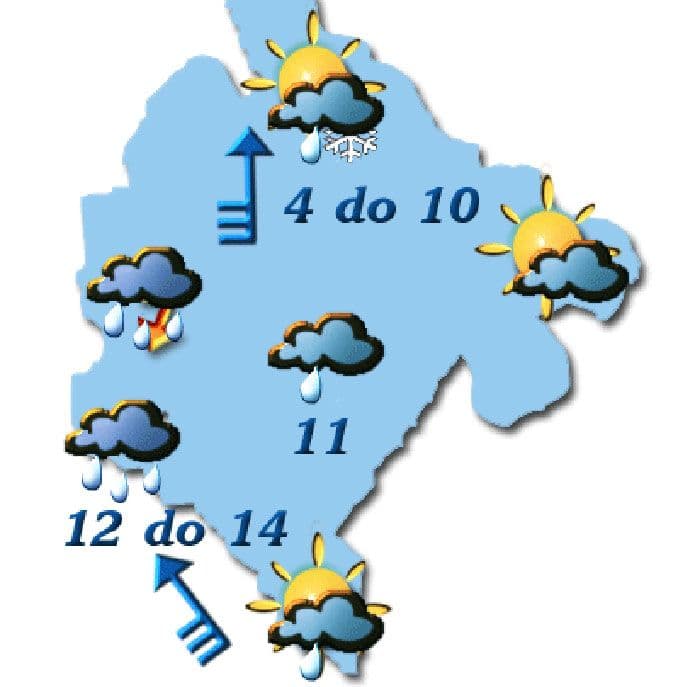 Sjutra kišovito, do 12 stepeni Sjutra kišovito, do 12 stepeni