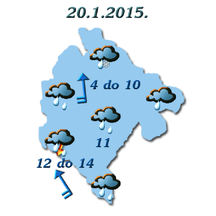 Sjutra povremeno kiša, do 14 stepeni Sjutra povremeno kiša, do 14 stepeni